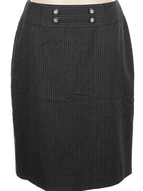 ANTONIO MELANI Charcoal Pinstripe Pencil Skirt, Button Trim, 21" Length, NWT, 4